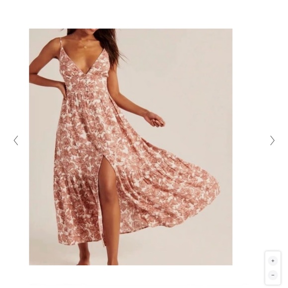 Abercrombie & Fitch Dresses & Skirts - Abercrombie & Fitch Pink Maxi Dress with Slit and Plunge Neckline (PRICEDROP)